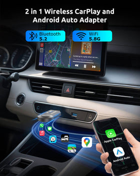ESSGOO Wireless CarPlay Adapter for Apple CarPlay and Android Auto, Compatible with iOS 10+ and Android 11+ Systems - 0