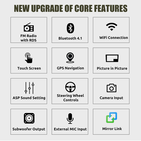 ESSGOO AR9001 | Double 2 DIN Suitable For Toyota Tacoma 2005-2013 Car Bluetooth Radio Stereo RDS MP5 Player