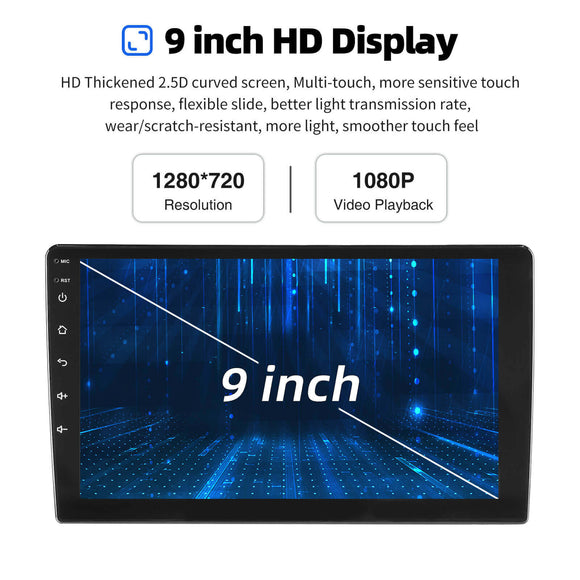 ESSGOO AR9001 MP5 | 2 DIN Android 15 9-inch IPS Touchscreen, Bluetooth 4.1, Apple CarPlay & Android Auto, FM RDS