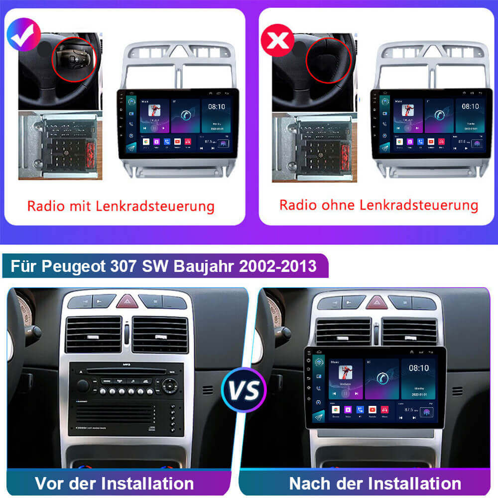 9inch Car Radio Android GPS Navigator Player For Peugeot 307 307CC 307SW  2002-2013 Multimedia Stereo WiFi 2din AUTORADIO