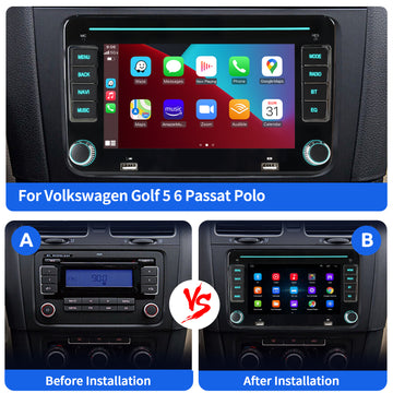 ESSGOO MP5 AR7002 | Android 15 7-inch IPS HD Touchscreen - For Volkswagen, Dual USB, Colorful RGB Light, Apple CarPlay & Android Auto, FM RDS - 0