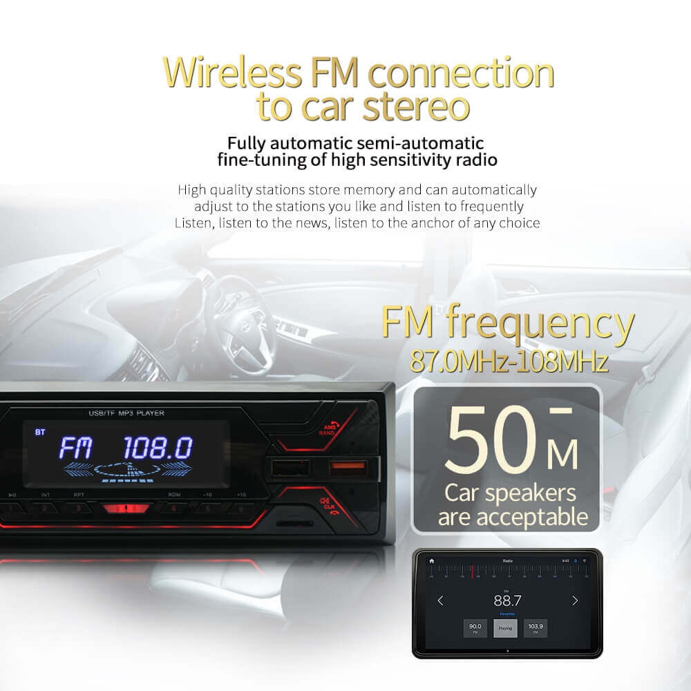 ESSGOO 720S | Single Din Car Stereo Colorful Backlight MP3 Player FM Audio Radio Bluetooth USB AUX