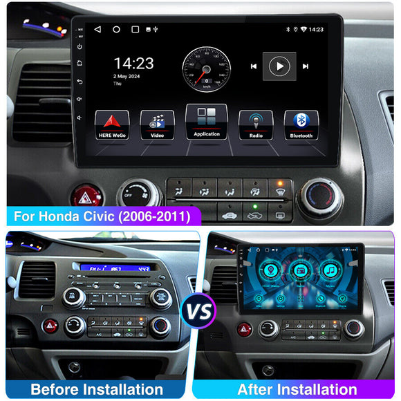 ESSGOO MP5 AR1001 | Android 15 10-inch IPS HD Touchscreen - For Honda Civic 2006-2011 Left Hand Drive, 4GB+64GB, Wireless & Wired CarPlay Android Auto, FM RDS