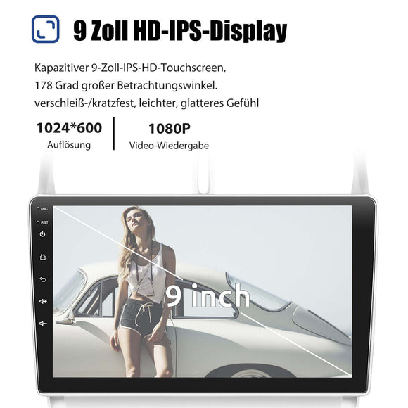 ESSGOO | Bluetooth Car Stereo For 2007-2013 Peugeot, Wireless Carplay&Android Auto With Steering Wheel Controls