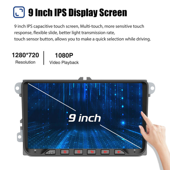 ESSGOO AR9002 | MP5 Android14, 9-inch IPS Touchscreen - For Volkswagen, Bluetooth 4.1 Apple CarPlay & Android Auto, FM/RDS