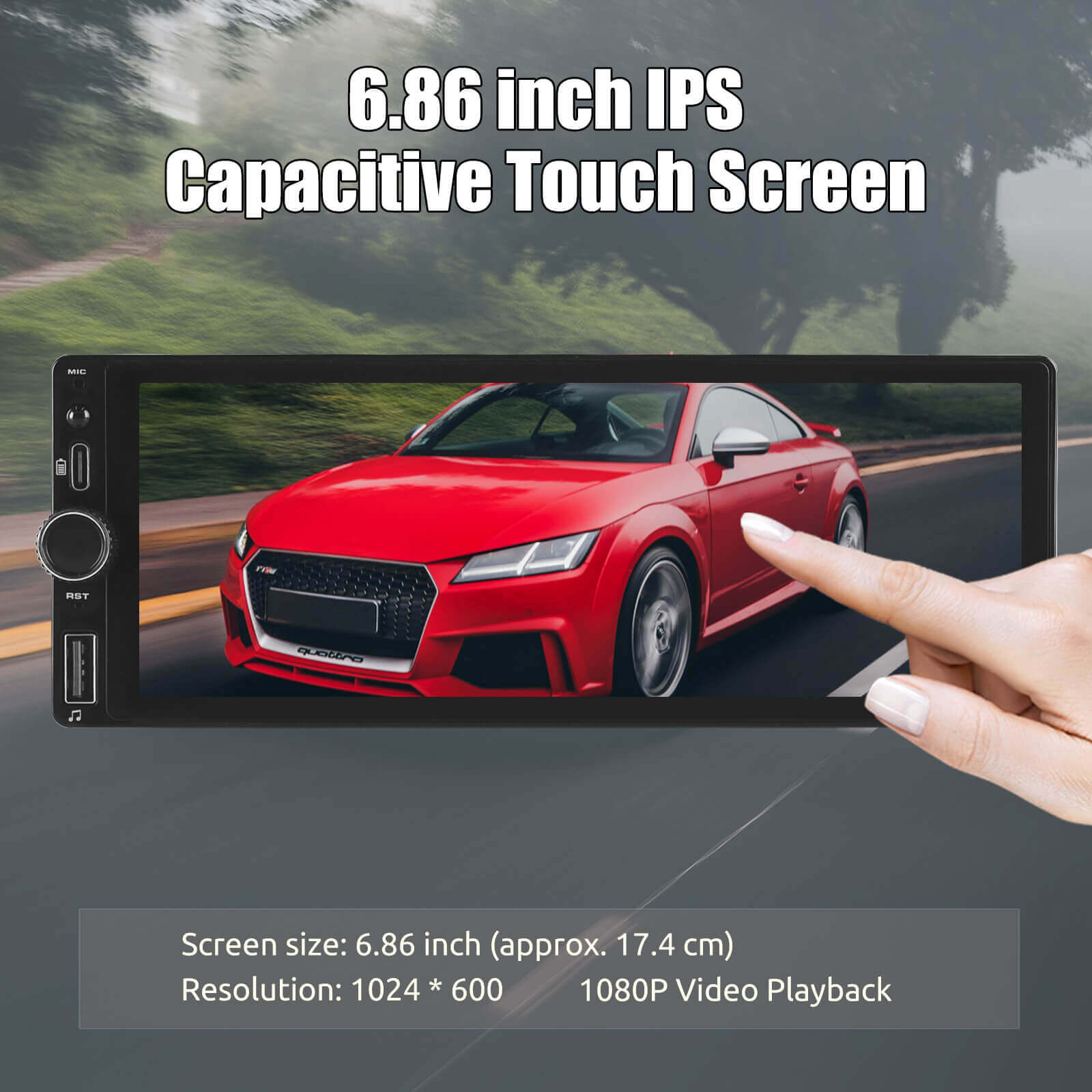 ESSGOO MP5 TS0002 | 1 DIN, 6.86-inch IPS Touchscreen - For Skoda Octavia 2004-2013, Bluetooth 5.0, Wired Apple CarPlay & Wired Android Auto, FM USB
