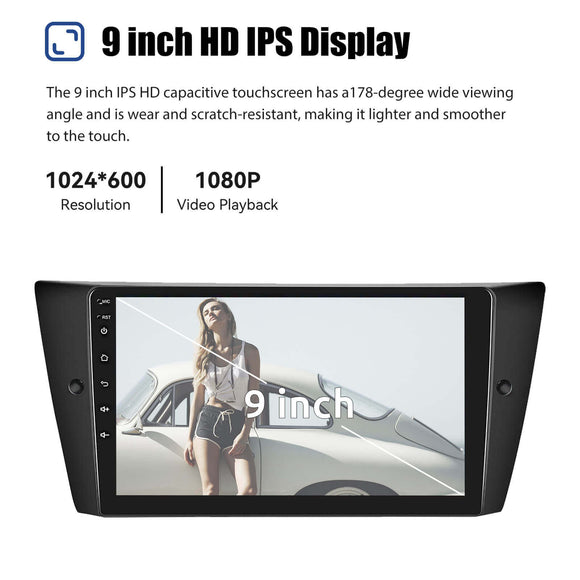 ESSGOO | Car Stereo for BMW 3 Series E90 E91 E92 E93, Wireless Carplay&Android Auto With Steering Wheel Controls