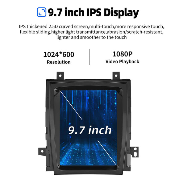 ESSGOO AR1001 | MP5 Android14, 9.7-inch IPS Touchscreen - For Cadillac Escalade 2007-2014, Bluetooth 4.1 Apple CarPlay & Android Auto FM RDS