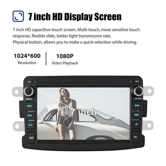 ESSGOO AR7001 MP5 | Android 14 7-inch HD Touchscreen - For Renault Dacia, Bluetooth 5.4, Apple CarPlay & Android Auto, FM RDS