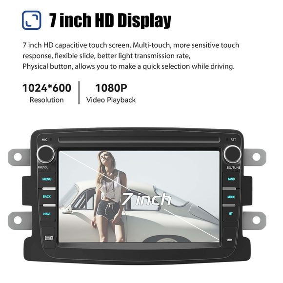 ESSGOO MP5 AR7001 | Android 15, 7-inch HD Touchscreen - For Renault Dacia, Bluetooth 4.1, Wireless Apple CarPlay & Wireless Android Auto, FM RDS