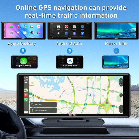 TS0001 10.26"Portable Wireless Carplay&Android Auto, Support Multiple Wireless Transmissions