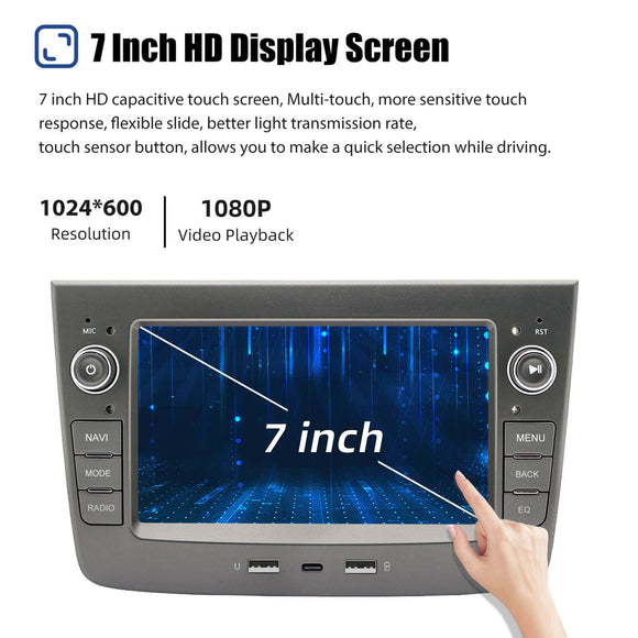 ESSGOO MP5 AR7005 | Android 15, 7-inch IPS Touchscreen -For Alfa Romeo Mito 2008-2019, Bluetooth 4.1, Apple CarPlay & Android Auto, FM RDS