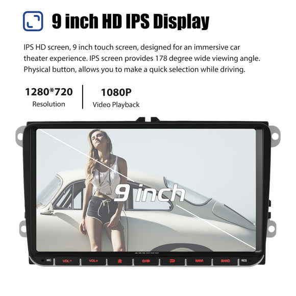 ESSGOO AR9002 | 9-Inch Android 14 In-Car Multimedia Player, Bluetooth 5.0, FM/AM/RDS, Apple CarPlay & Android Auto For Volkswagen