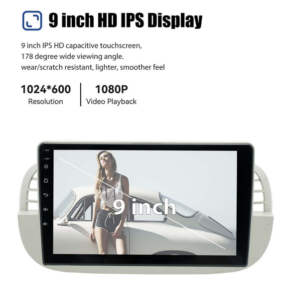 ESSGOO | Bluetooth Car Stereo For Fiat 500, Wireless Carplay&Android Auto With Steering Wheel Controls