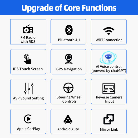 ESSGOO MP5 AR9002 | Android 15, 9-inch IPS Touchscreen-For Volkswagen, Bluetooth 4.1, Apple CarPlay & Android Auto, FM RDS