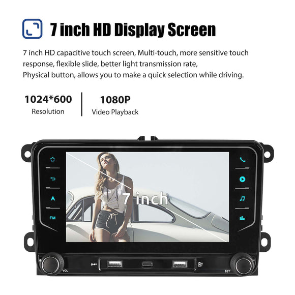 ESSGOO AR7002 | 7 Inch IPS Touchscreen, MP5 Bluetooth 5.0 Apple CarPlay & Android Auto, FM/AM/RDS