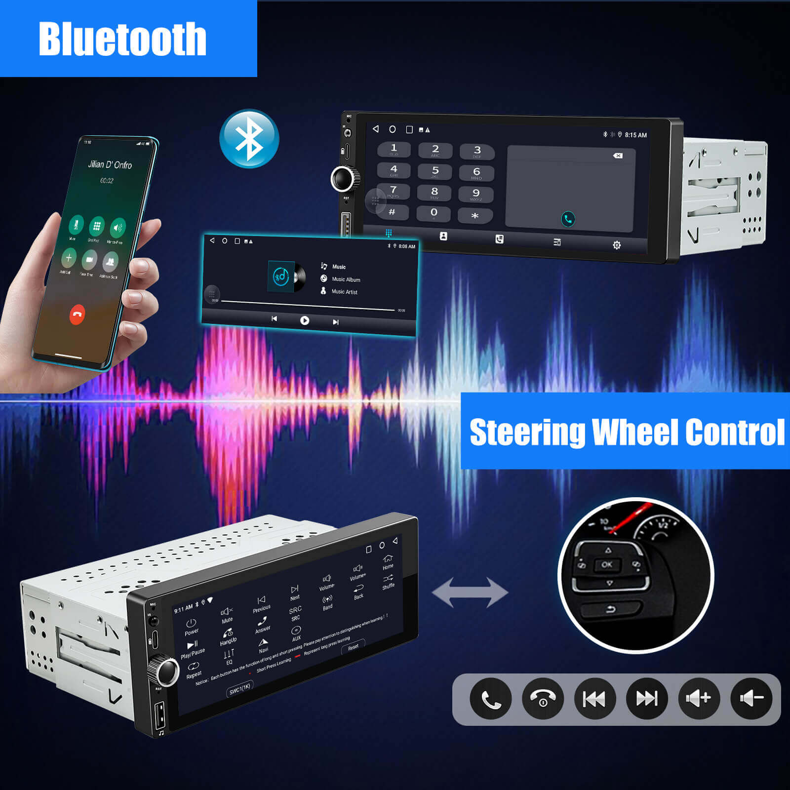 TS0002 6.86 Inch | Audio Systems Multimedia Car Stereo Single Din