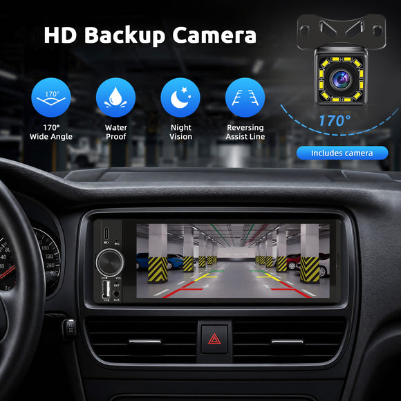 ESSGOO FR7002 | Single Din Car Stereo HD 6.36" Capacitive Touch Screen MP5 Player With Bluetooth AUX Wireless CarPlay Android Auto