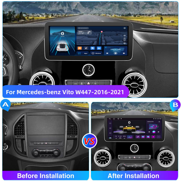 ESSGOO MP5 Android14, 12.3-inch IPS Touchscreen - For Benz Vito W447-2016-2021, Bluetooth 5 Apple CarPlay & Android Auto FM RDS DAB