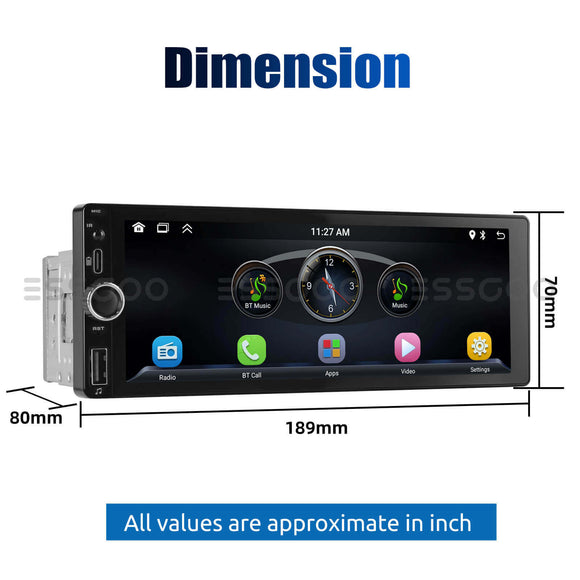 ESSGOO MP5 TS0002 | 1 DIN, 6.86-inch IPS Touchscreen - For Skoda Octavia 2004-2013, Bluetooth 5.0, Wired Apple CarPlay & Wired Android Auto, FM USB