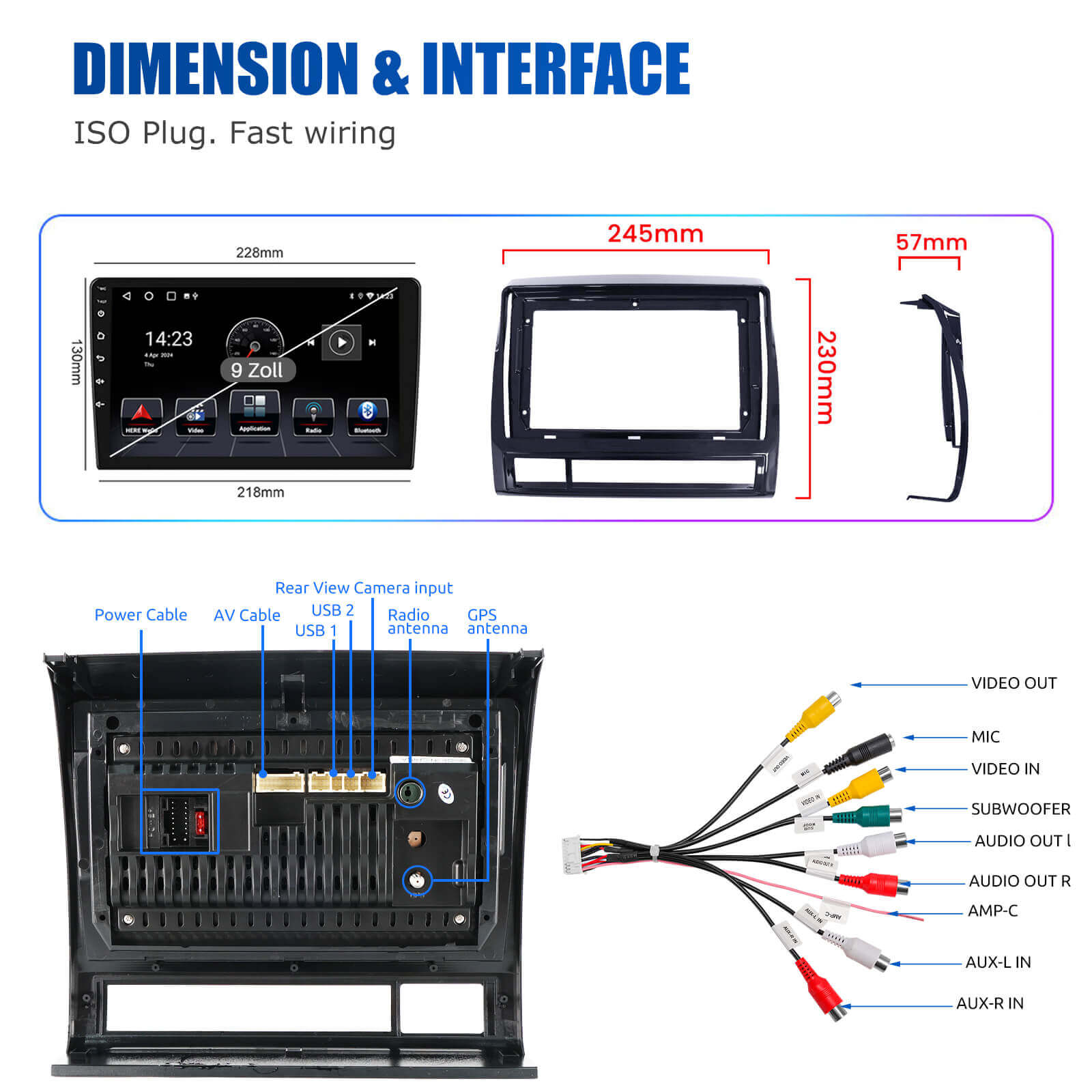 ESSGOO AR9001 | Double 2 DIN Suitable For Toyota Tacoma 2005-2013 Car Bluetooth Radio Stereo RDS MP5 Player