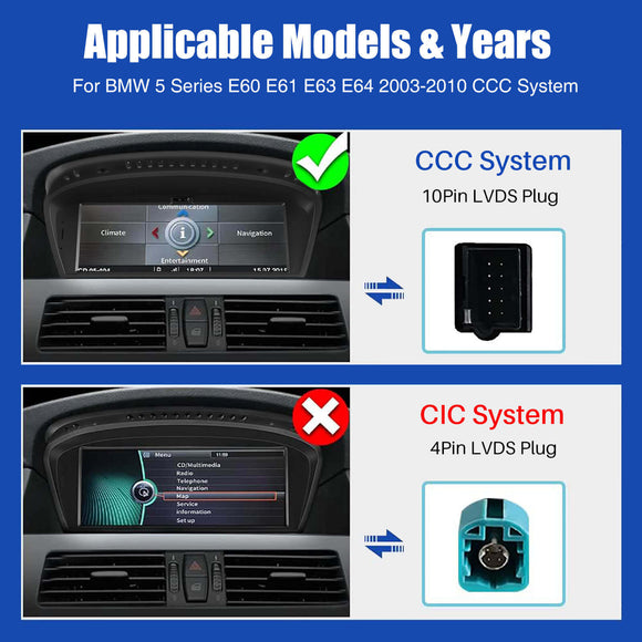 ESSGOO LZ0001 | Android 14 ccc Dual System, 8.8-inch IPS Touchscreen - For BMW 3er E60 E90, Bluetooth 5.0, Apple CarPlay & Android Auto, FM RDS