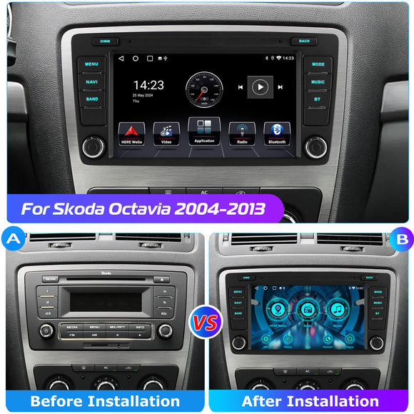 ESSGOO MP5 AR8001 | Android 15, 8-inch IPS Touchscreen - For Skoda Octavia 2004-2013, Bluetooth 4.1, Apple CarPlay & Android Auto, FM RDS