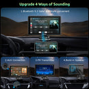 ESSGOO 7'' 743CP Wireless Car Play Screen for Apple Carplay, Android Auto, HD IPS Touchscreen with Mirror Link, Bluetooth 5.3, Siri,Assistant Support, AUX, FM-4