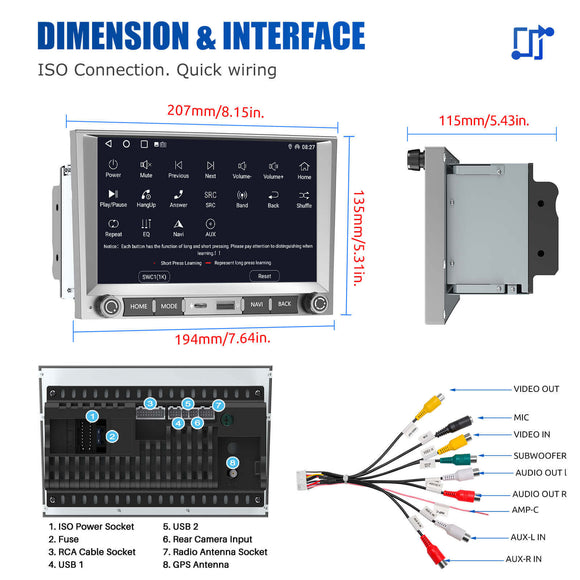 ESSGOO AR8001 | 8" Android 14 Car Radio For Porsche Cayman-2005-2012, MP5 Bluetooth FM Wireless Apple CarPlay & Android Auto