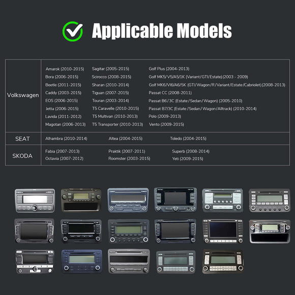 ESSGOO MP5 AR7002 | Android 15, 7-inch IPS Touchscreen - For Volkswagen Golf5 6 Passat Polo, Bluetooth 4.1, Apple CarPlay & Android Auto