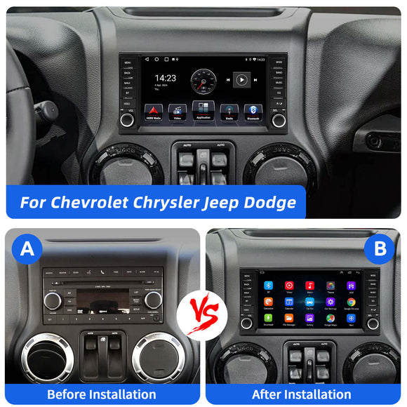 ESSGOO AR7001 | MP5 Android14, 7-inch IPS Touchscreen - For Chevrolet, Chrysler, Jeep, Dodge, Bluetooth 4.1 Apple CarPlay & Android Auto FM RDS