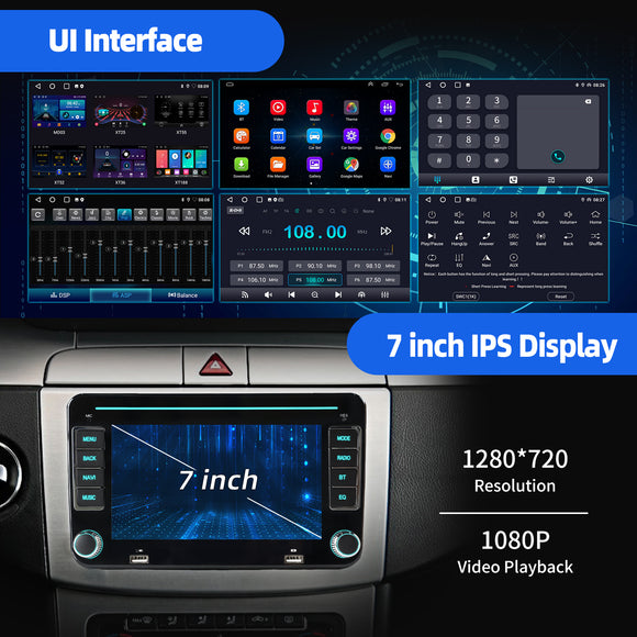 ESSGOO MP5 AR7002 | Android 15 7-inch IPS HD Touchscreen - For Volkswagen, Dual USB, Colorful RGB Light, Apple CarPlay & Android Auto, FM RDS