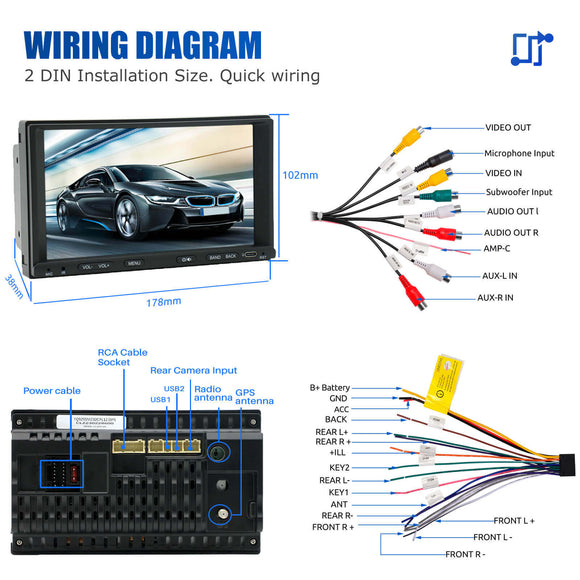 ESSGOO MP5 AR7001 | 2 DIN, 7-inch HD IPS Touchscreen Car Stereo, Bluetooth WiFi, CarPlay & Android Auto, FM