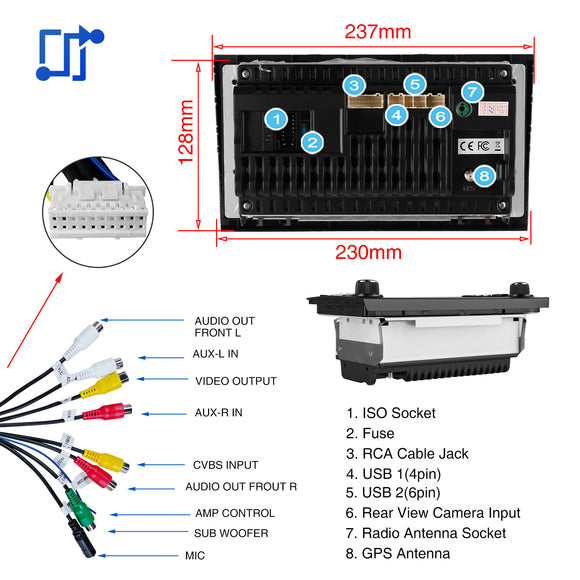 ESSGOO MP5 AR7001 | Android 15, 7-inch IPS Touchscreen -For Audi A4, Bluetooth 4.1, Apple CarPlay & Android Auto, FM RDS