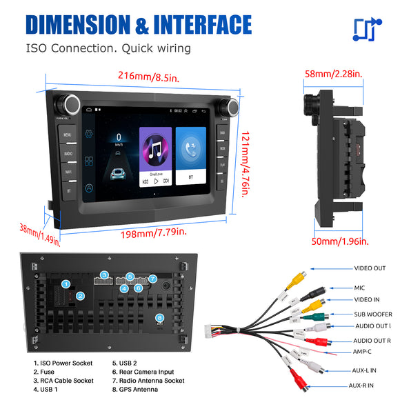 MP5 AZ0001 | Android 16 7-inch HD Touchscreen - For Vauxhall Astra Corsa Zafira Meriva Vectra
