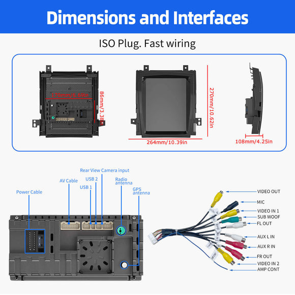 ESSGOO AR1001 | MP5 Android14, 9.7-inch IPS Touchscreen - For Cadillac Escalade 2007-2014, Bluetooth 4.1 Apple CarPlay & Android Auto FM RDS