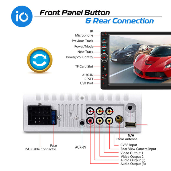 ESSGOO Double Din 7018 Carplay Autoradio Bluetooth USB TF AUX MP5 Player 7inch Car Radio Stereo IPS Touch Screen