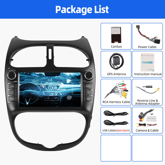 ESSGOO AR7001 | 7 inch - For Peugeot 206-2001-2008 Bluetooth Car Audio, MP5 Bluetooth 4.1 Carplay and Android Auto, FM