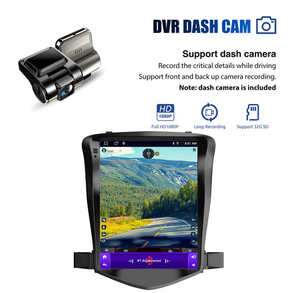 ESSGOO AZ0002 | MP5 Android14, 9.7-inch IPS Touchscreen - For Chevrolet Cruze 2009-2015, Bluetooth 4.1 Apple CarPlay & Android Auto