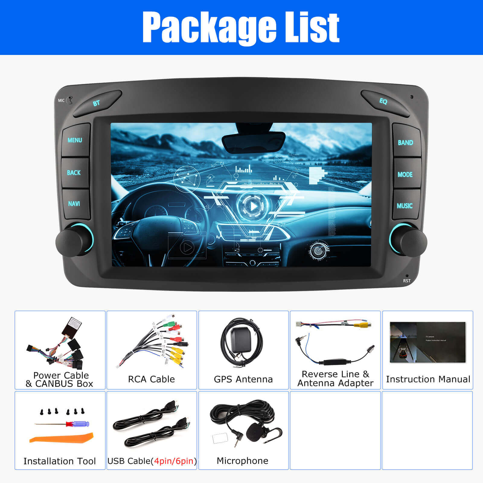 ESSGOO AR7001 | Applicable To Mercedes-Benz W209 2002-2010 Car Head Unit Autoradio Mit Bluetooth GPS Navigation MP5 And Video Stereo