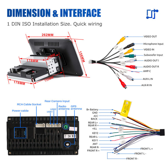 ESSGOO AR1001 | Single Din Car Radio System Auto Stereo MP5 Player Sat Nav FM DAB Bluetooth