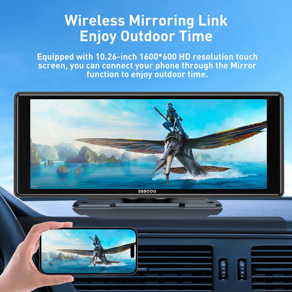 TS0001 10.26"Portable Wireless Carplay&Android Auto, Support Multiple Wireless Transmissions