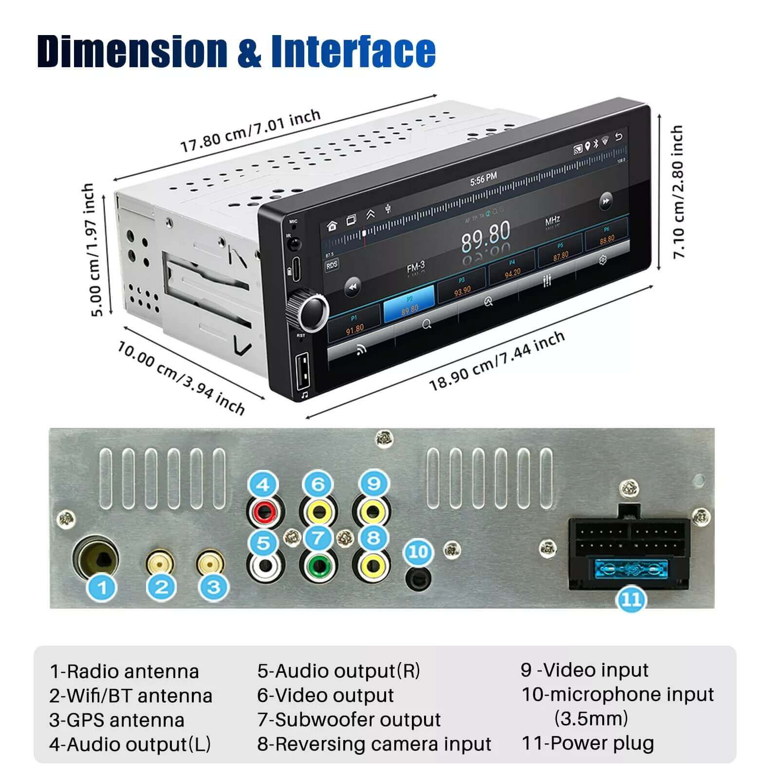 ESSGOO SWM686 | Single 1 Din Car Radio System Auto Stereo MP5 Player Sat Nav FM USB Bluetooth Camera