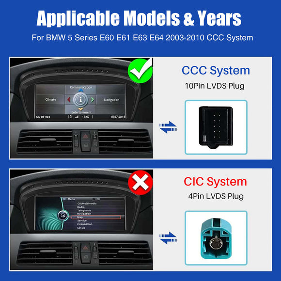 ESSGOO LZ0001 | Original & Linux Dual System 8.8-inch IPS Touchscreen-For BMW E60 (2003-2010), Bluetooth, Apple CarPlay & Android Auto