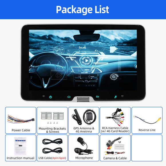ESSGOO AR1001 MP5 | Android 14 10.1-inch IPS Touchscreen - Single DIN Rotatable Screen, Bluetooth 5.1, Wireless Apple CarPlay & Wireless Android Auto, FM RDS