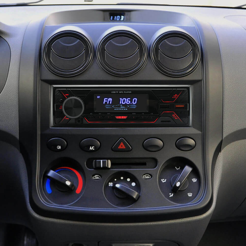 ESSGOO 720S | Single Din Car Stereo Colorful Backlight MP3 Player FM Audio Radio Bluetooth USB AUX