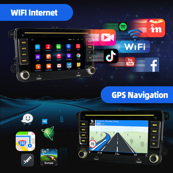 ESSGOO MP5 AR7002 | Android 15 7-inch IPS HD Touchscreen - For Volkswagen, Dual USB, Colorful RGB Light, Apple CarPlay & Android Auto, FM RDS
