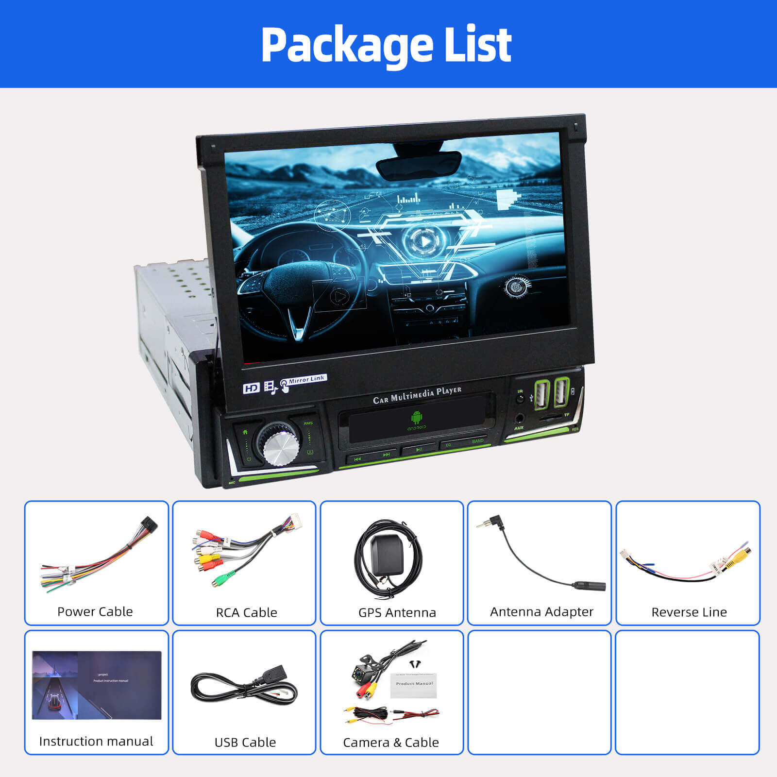 ESSGOO 1 Din AR7006 Carplay Autoradio Bluetooth AM RDS MP5 Player 7inch Car Radio Stereo IPS Touch Screen