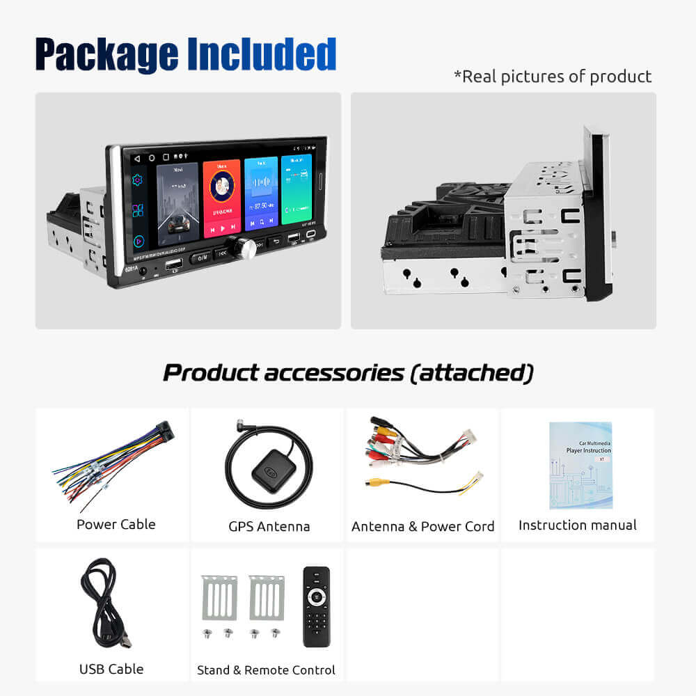 ESSGOO 6281A 6.9 Inch | Audio Systems Multimedia Car Stereo Single Din MP5 Player FM/RDS Wireless Apple CarPlay & Android Auto