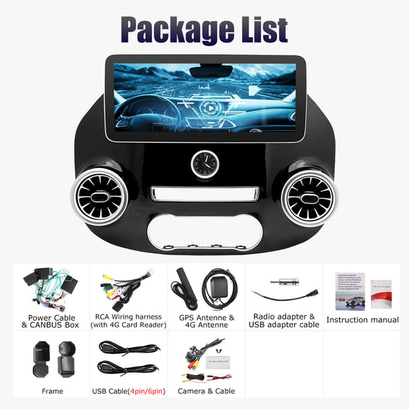 ESSGOO MP5 Android14, 12.3-inch IPS Touchscreen - For Benz Vito W447-2016-2021, Bluetooth 5 Apple CarPlay & Android Auto FM RDS DAB